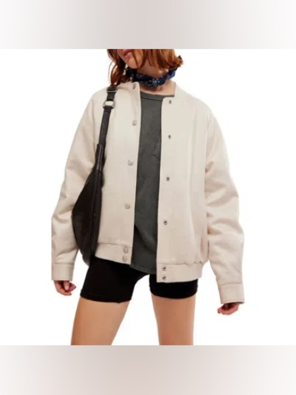 Free People Wild arose Vegan Leather Bomber Jacket